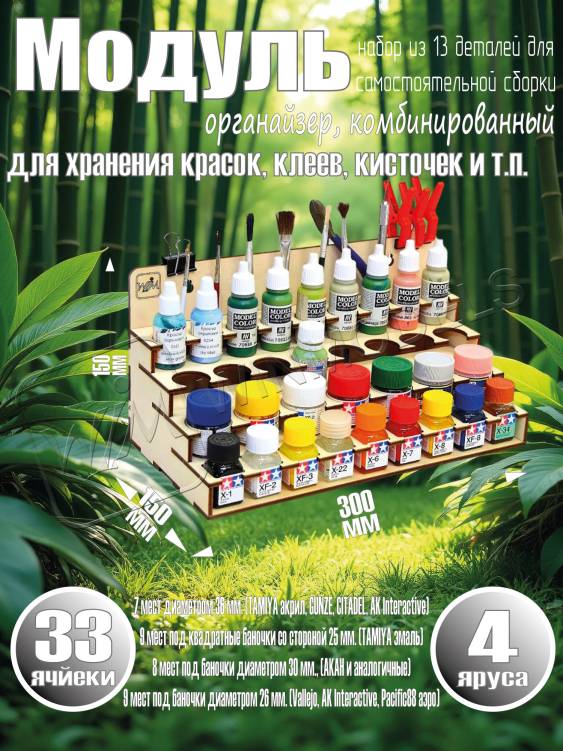 Модуль-органайзер комбинированный под краску 36; 30; 26 и 25 мм Модуль-органайзер комбинированный под краску 36; 30; 26 и 25 мм